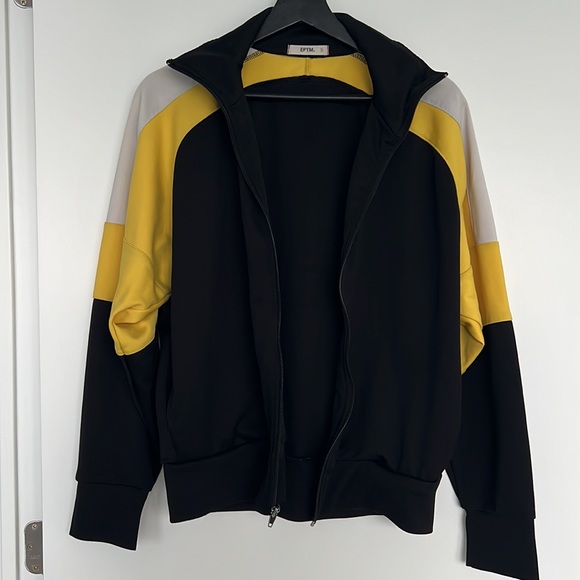 EPTM Yellow and Black Zip Up Sweater Jacket - size small - Picture 2 of 4